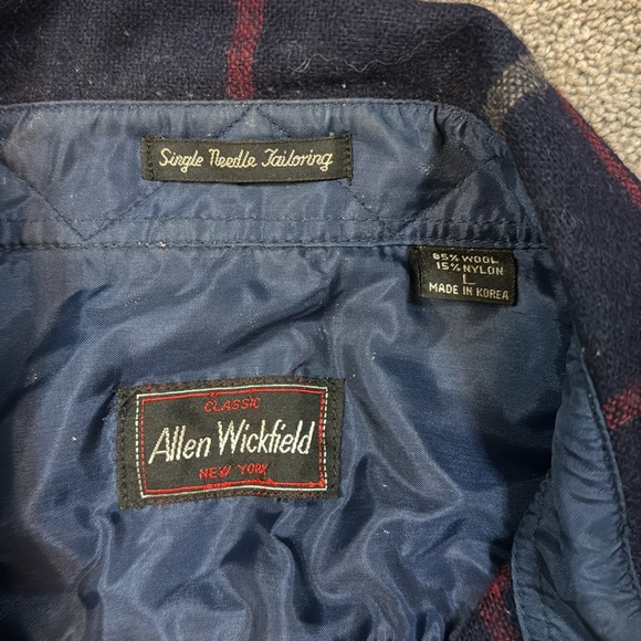 Vintage Allen Wickfield Navy Plaid Button-Up Shirt 85% Wool - Picture 3 of 4